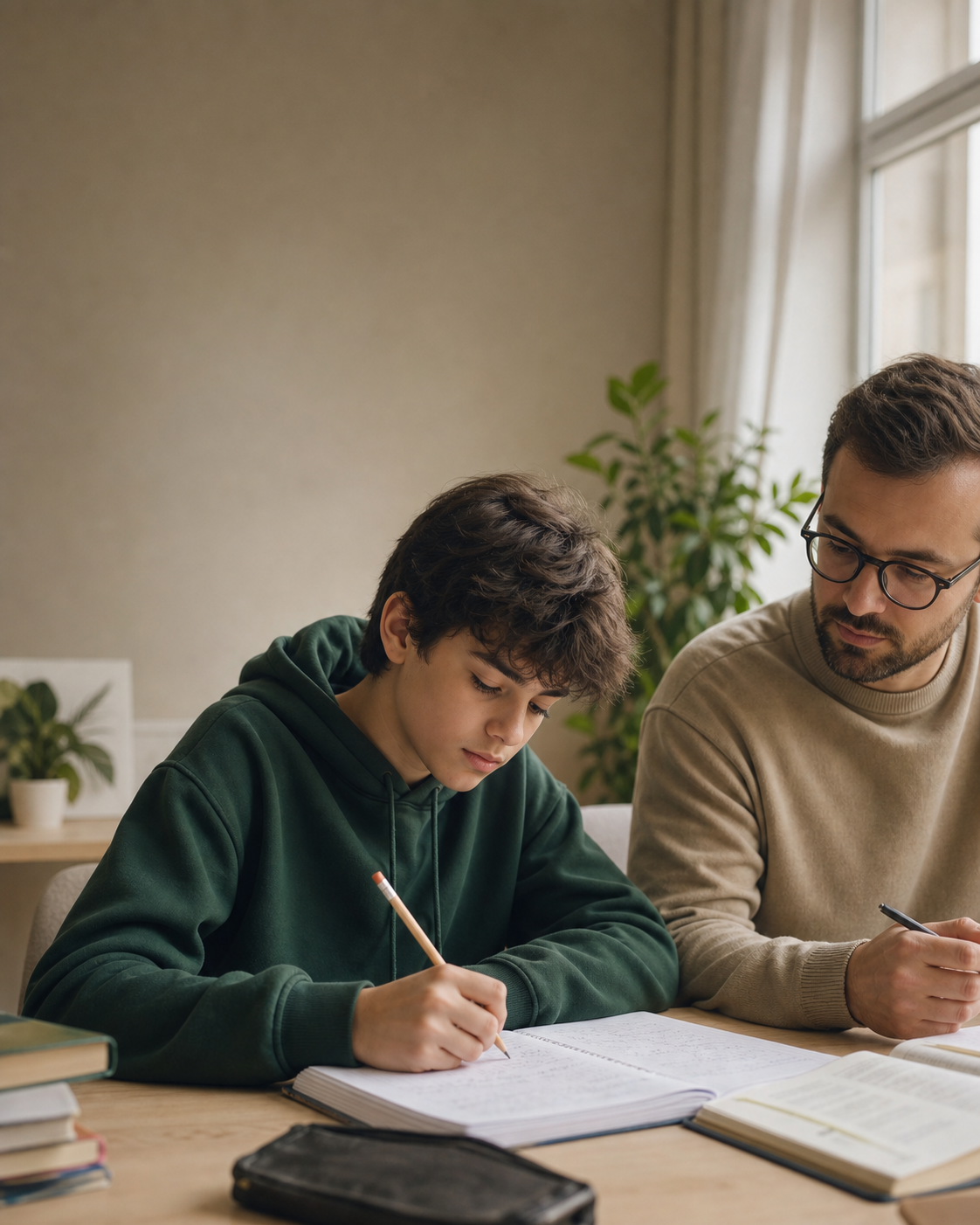 Elev lucrând individual alături de profesor
